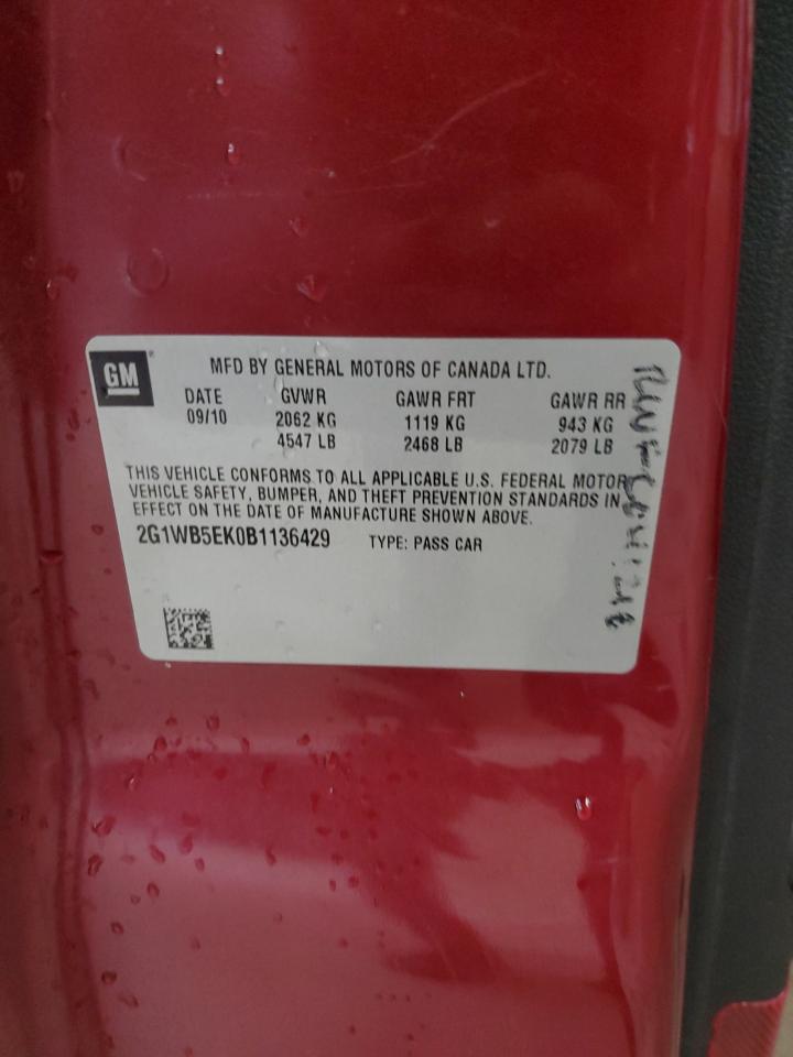 2G1WB5EK0B1136429 2011 Chevrolet Impala Lt