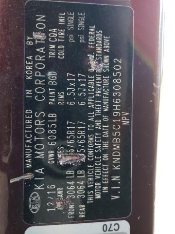 KNDMB5C19H6308502 KIA SEDONA LX