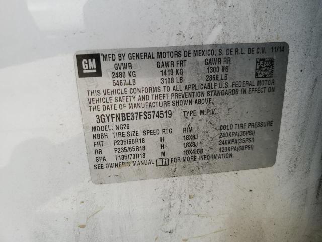 3GYFNBE37FS574519 Cadillac Srx Luxury Collection