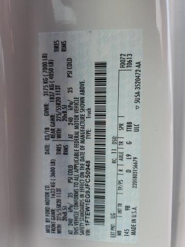 1FTEW1EG9JFC50948 Ford F150 Supercrew