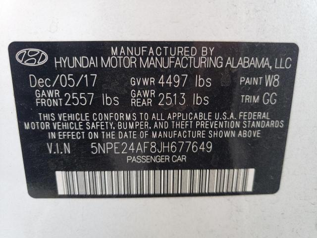 5NPE24AF8JH677649 Hyundai SONATA SE