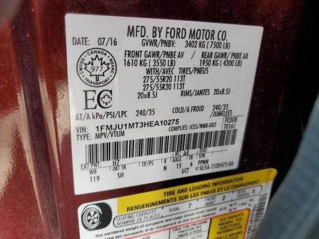 1FMJU1MT3HEA10275 Ford Expedition Platinum