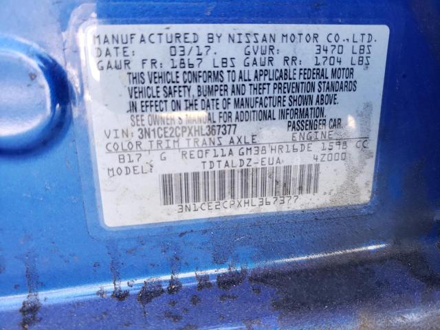 3N1CE2CPXHL367377 Nissan Versa Note S