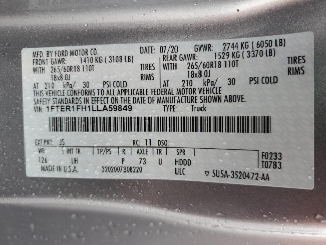 2020 FORD RANGER XL - 1FTER1FH1LLA59849