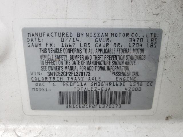 3N1CE2CP2FL370173 Nissan Versa Note S
