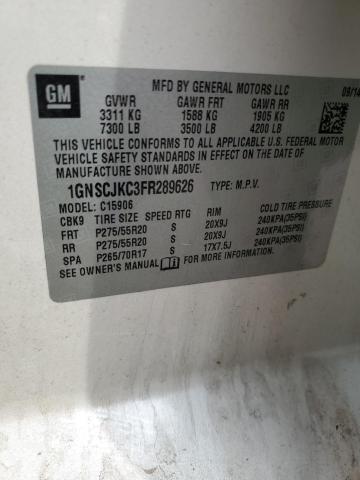 1GNSCJKC3FR289626 Chevrolet Suburban C1500 Lt