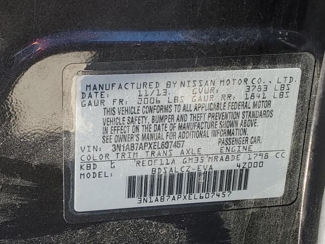 3N1AB7APXEL607457 | 2014 NISSAN SENTRA S