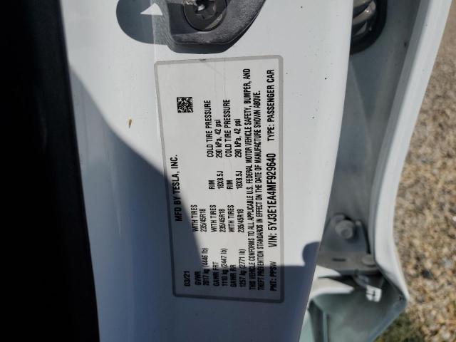 5YJ3E1EA4MF929640 Tesla MODEL 3