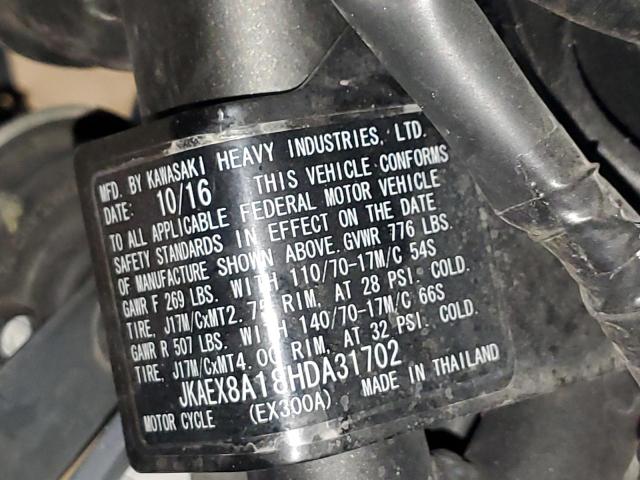 2017 KAWASAKI EX300 A - JKAEX8A18HDA31702