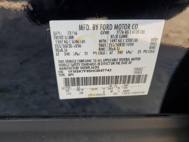 1FM5K7F85HGB47743 | 2017 Ford explorer limited