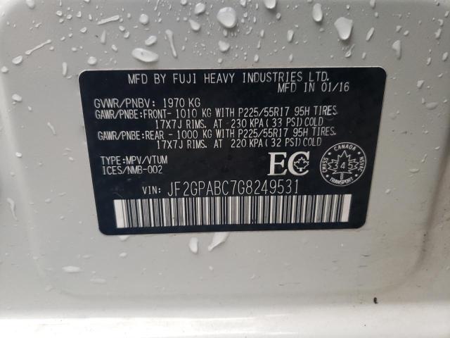 2016 SUBARU CROSSTREK - JF2GPABC7G8249531