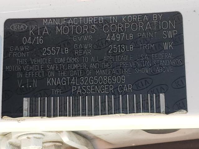 KNAGT4L32G5086909 KIA Optima Lx