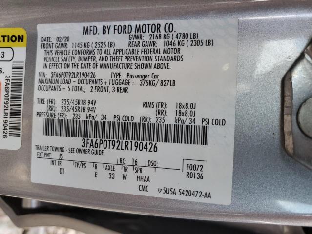 3FA6P0T92LR190426 Ford FUSION SE