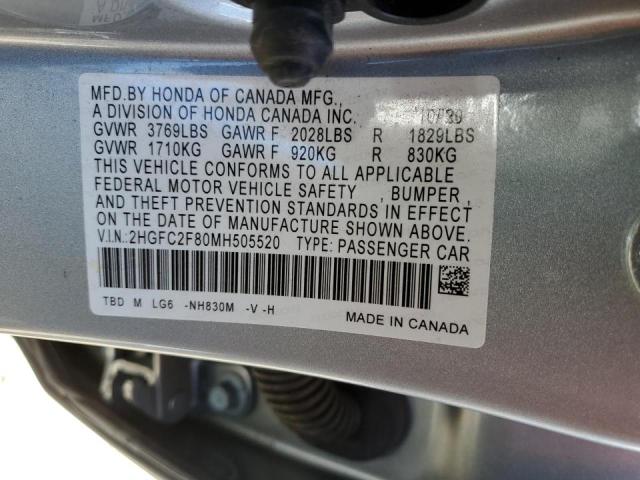 2HGFC2F80MH505520 Honda Civic Sport