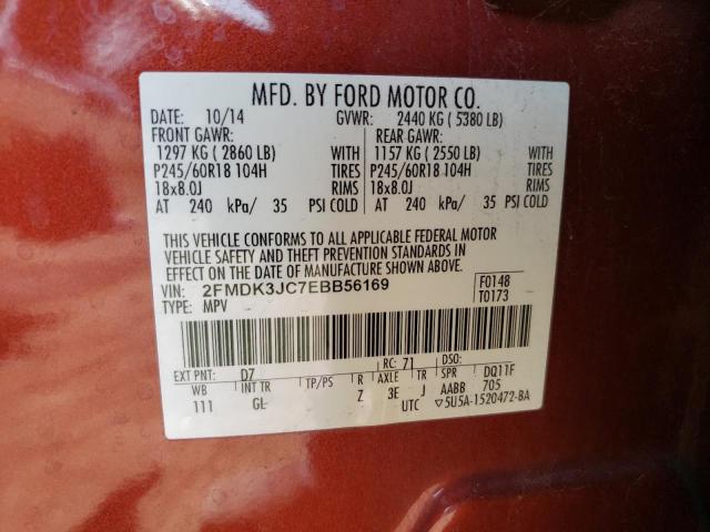 2FMDK3JC7EBB56169 Ford EDGE SEL