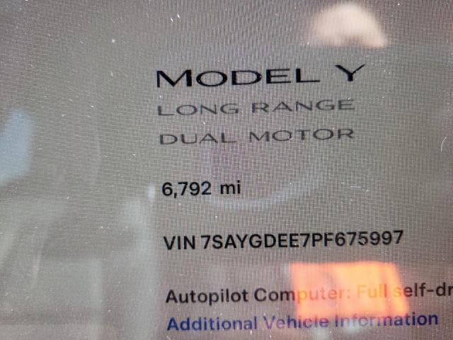 VIN 7SAYGDEE7PF675997 Tesla Model Y  2023 9