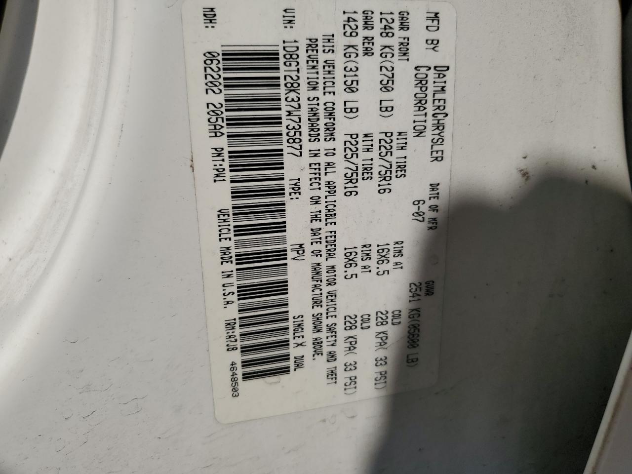 1D8GT28K37W735877 2007 Dodge Nitro Sxt 1D8GT28K37W735877 2007 Dodge Nitro Sxt