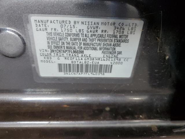 3N1CN7AP7FL960398 Nissan VERSA S