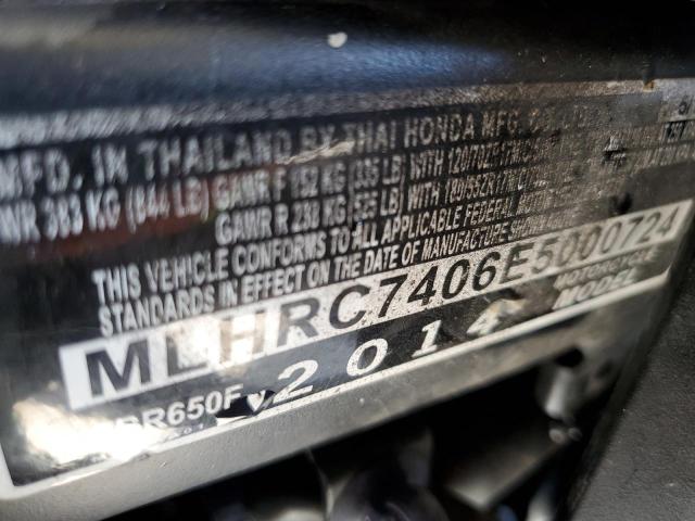2014 HONDA CBR650 F MLHRC7406E5000724