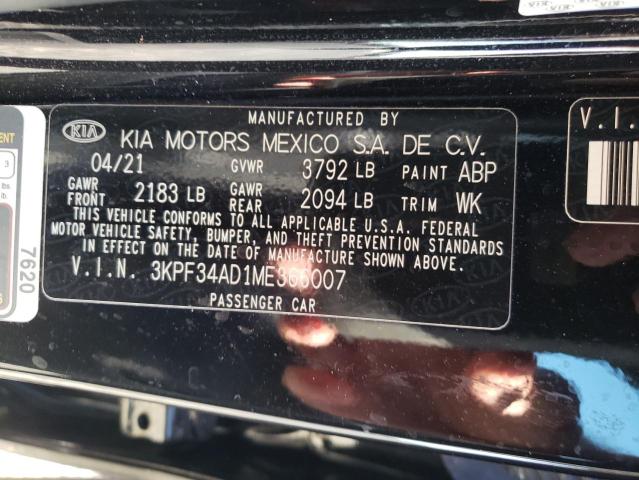 3KPF34AD1ME366007 KIA Forte Gt Line