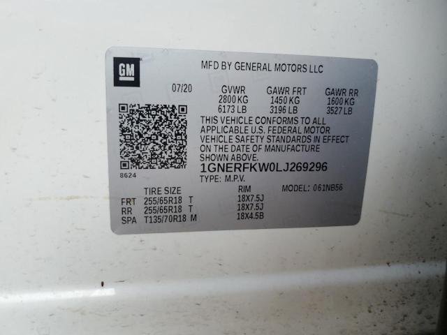 1GNERFKW0LJ269296 | 2020 CHEVROLET TRAVERSE L