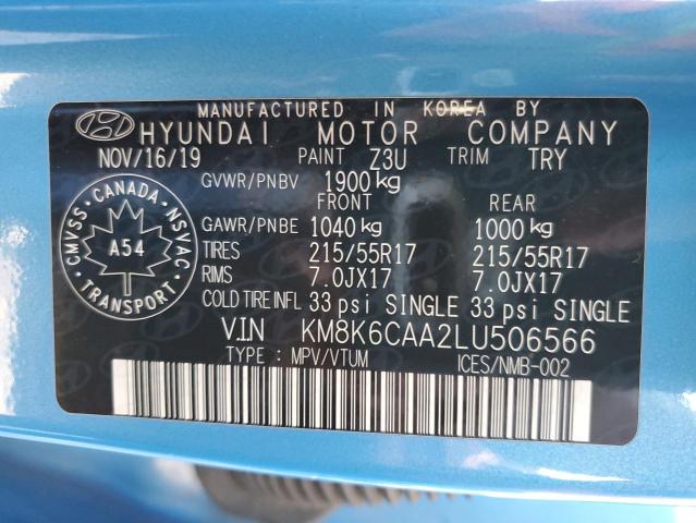 2020 HYUNDAI KONA SEL P - KM8K6CAA2LU506566