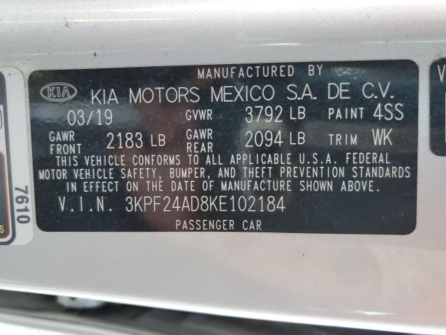 3KPF24AD8KE102184 | 2019 KIA FORTE FE