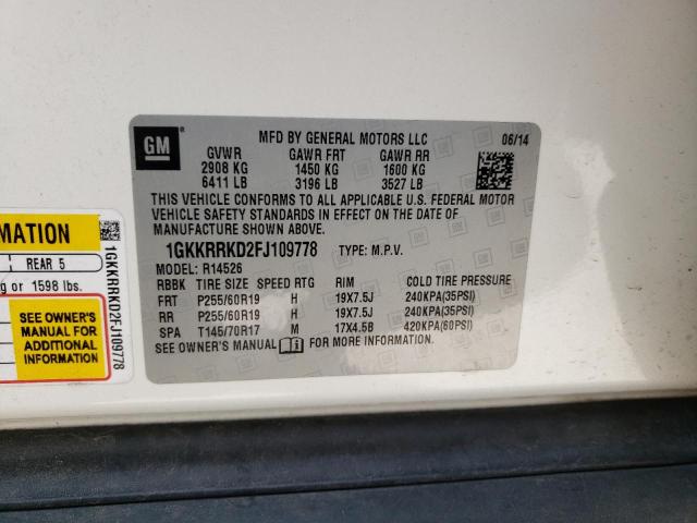 1GKKRRKD2FJ109778 GMC Acadia Slt-1