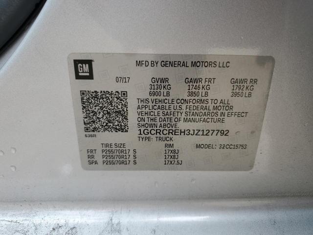 2018 CHEVROLET SLVRD 1500 1GCRCREH3JZ127792