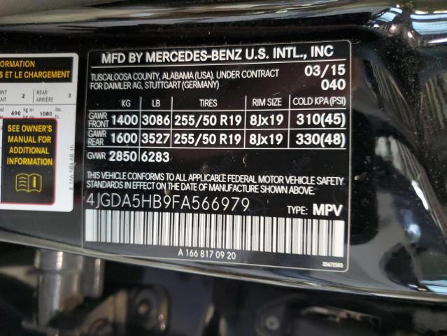 VIN 4JGDA5HB9FA566979 2015 Mercedes-Benz ML-Class, ... no.14