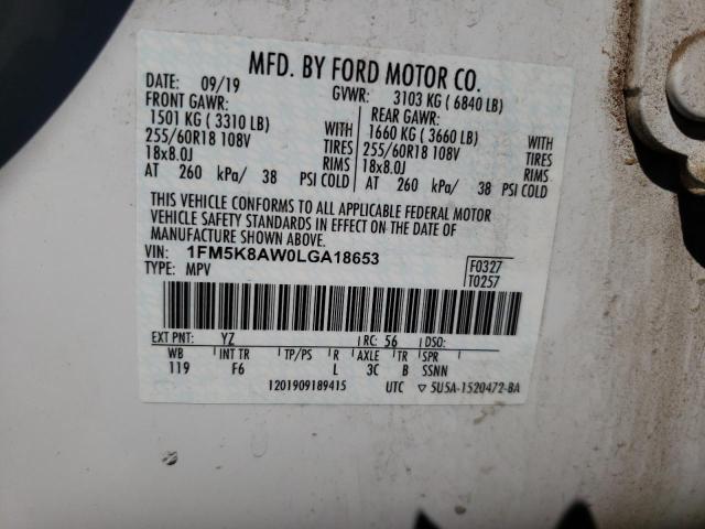 1FM5K8AW0LGA18653 Ford Explorer Police Interceptor