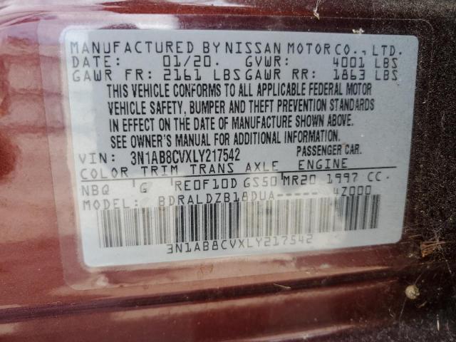 3N1AB8CVXLY217542 Nissan SENTRA SV