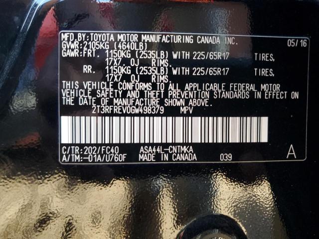 2T3RFREV0GW498379 Toyota Rav4 Xle