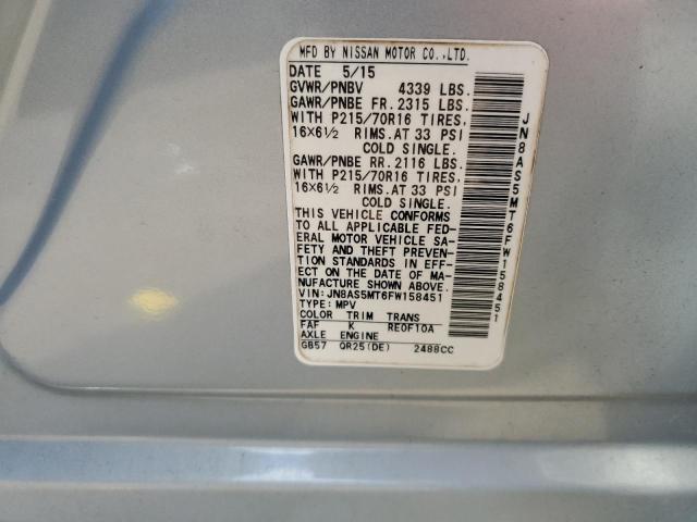 JN8AS5MT6FW158451 Nissan Rogue Select S