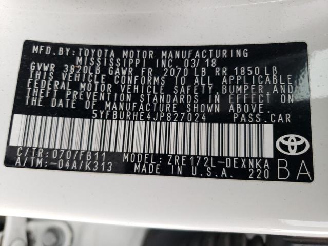 2018 TOYOTA COROLLA L - 5YFBURHE4JP827024