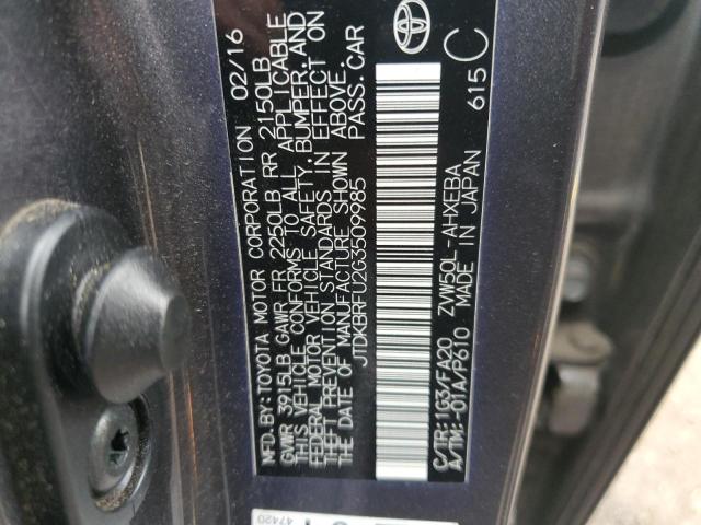 JTDKBRFU2G3509985 Toyota PRIUS