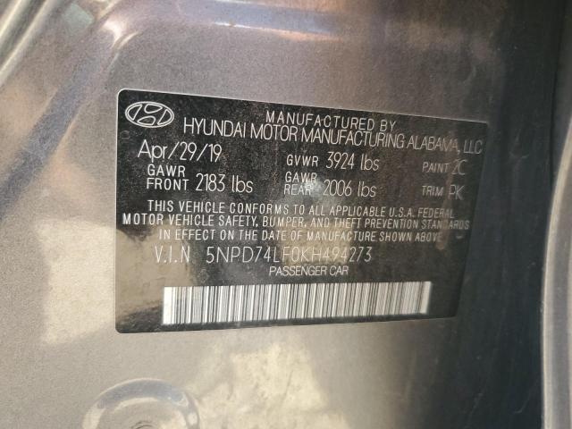 5NPD74LF0KH494273 Hyundai ELANTRA SE