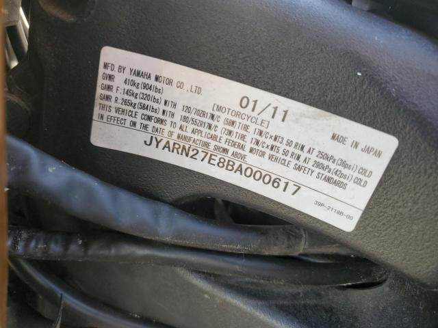 2011 YAMAHA FZ8-N JYARN27E8BA000617