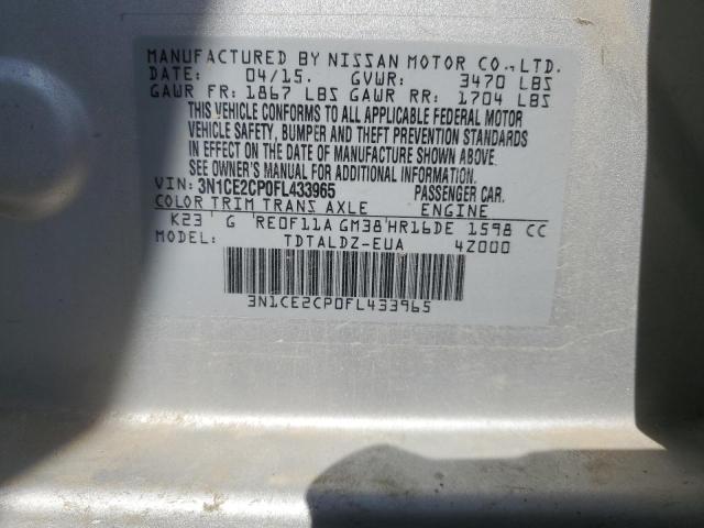 3N1CE2CP0FL433965 Nissan Versa Note S