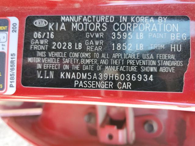 KNADM5A39H6036934 KIA RIO LX