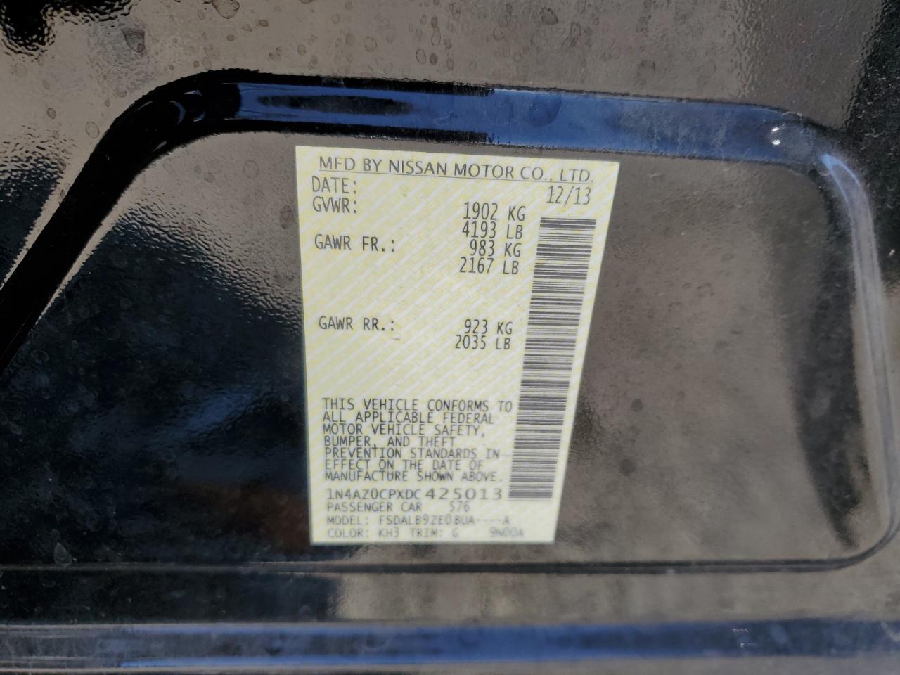 1N4AZ0CPXDC425013 2013 Nissan Leaf S