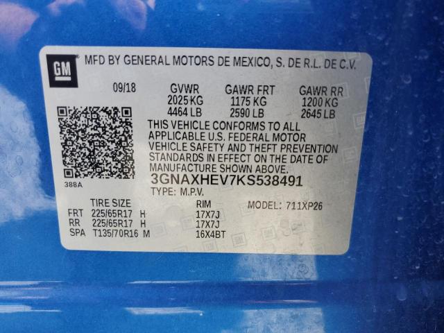 3GNAXHEV7KS538491 Chevrolet EQUINOX LS