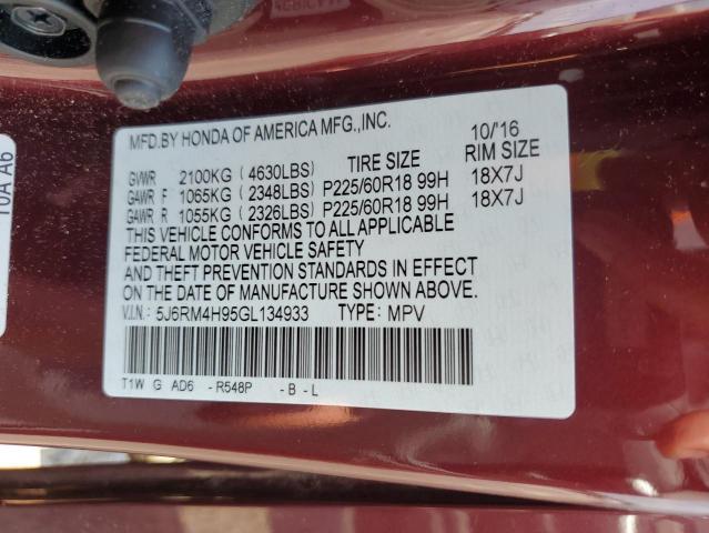 5J6RM4H95GL134933 Honda Cr-v Touring