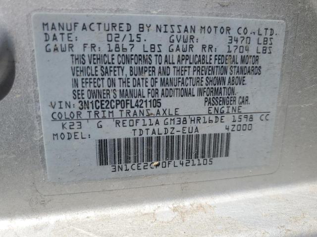 3N1CE2CP0FL421105 Nissan Versa Note S