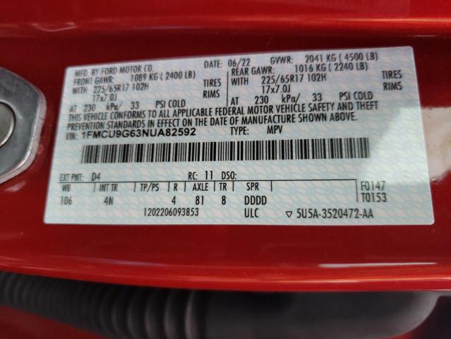 1FMCU9G63NUA82592 Ford ESCAPE SE