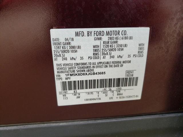 1FM5K8D8XJGB43685 Ford EXPLORER XLT