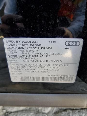 WA1VABGE8KB024547 Audi E-tron Prestige