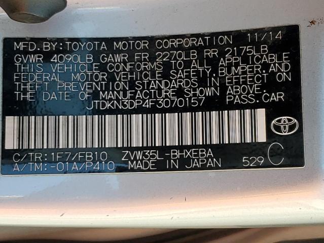 JTDKN3DP4F3070157 Toyota PRIUS PLUG-IN