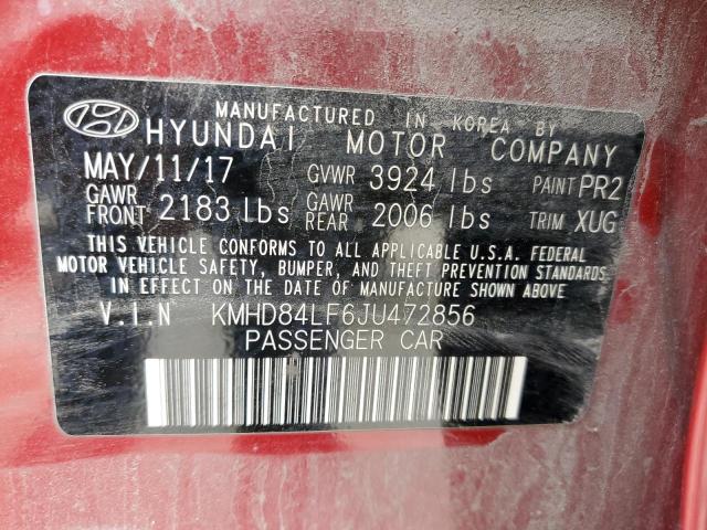 KMHD84LF6JU472856 | 2018 HYUNDAI ELANTRA SE