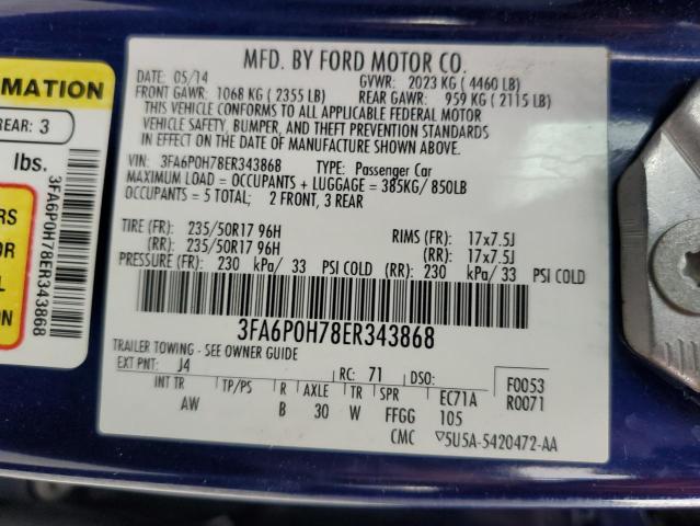 3FA6P0H78ER343868 Ford FUSION SE